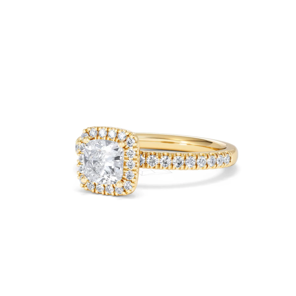 Beatrice GIA Diamond Halo Engagement Ring in 18K Gold 1.25ct G/SI2