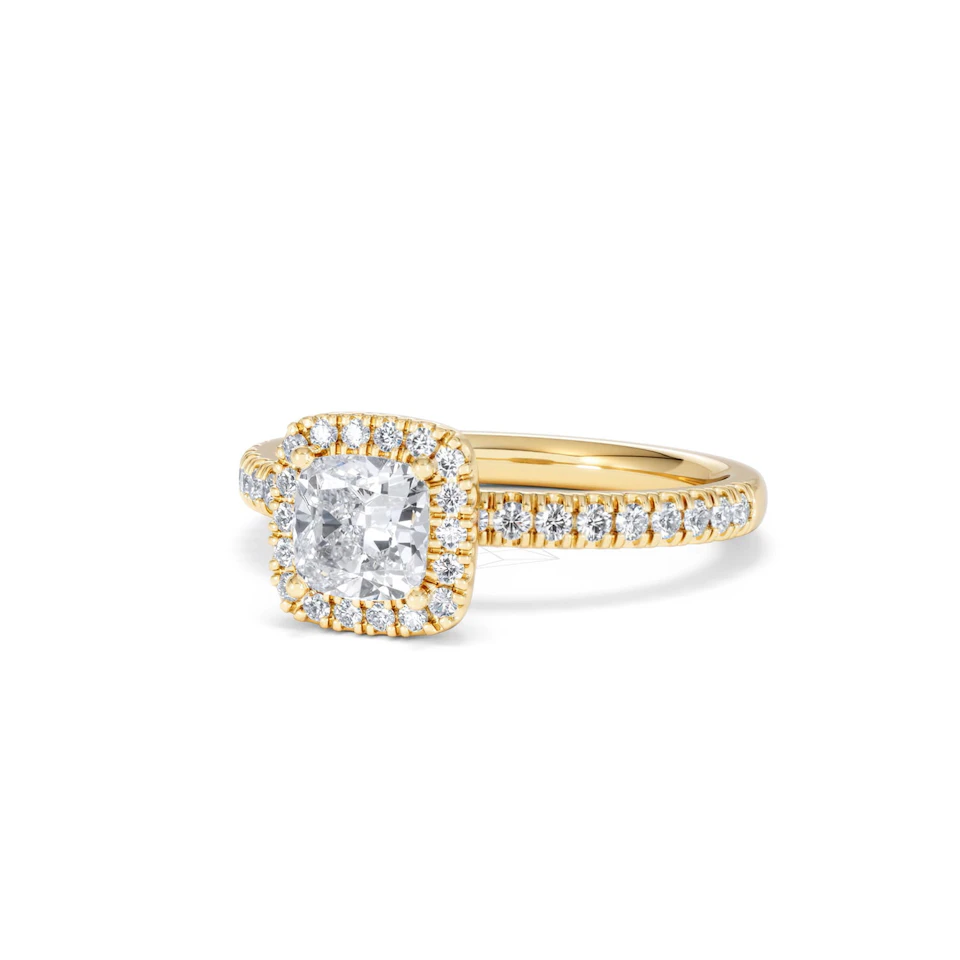 Beatrice GIA Diamond Halo Engagement Ring in 18K Gold 1.25ct G/SI2