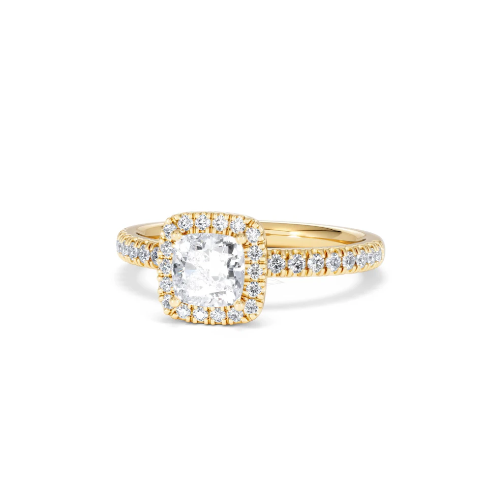Beatrice GIA Diamond Halo Engagement Ring in 18K Gold 1.25ct G/SI2