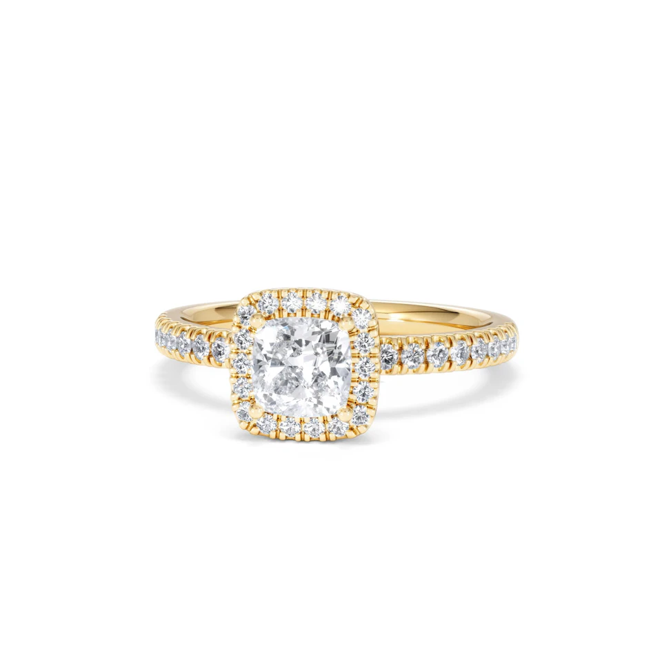 Beatrice GIA Diamond Halo Engagement Ring in 18K Gold 1.25ct G/SI2