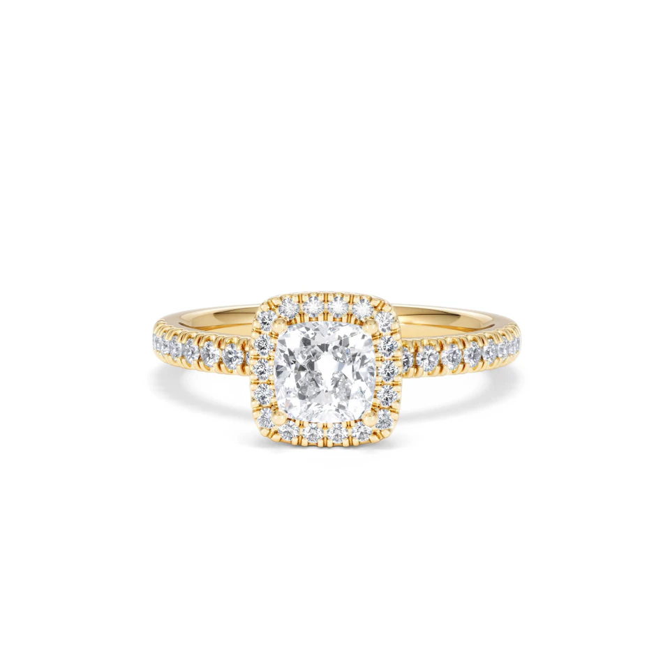 Beatrice GIA Diamond Halo Engagement Ring in 18K Gold 1.25ct G/SI2