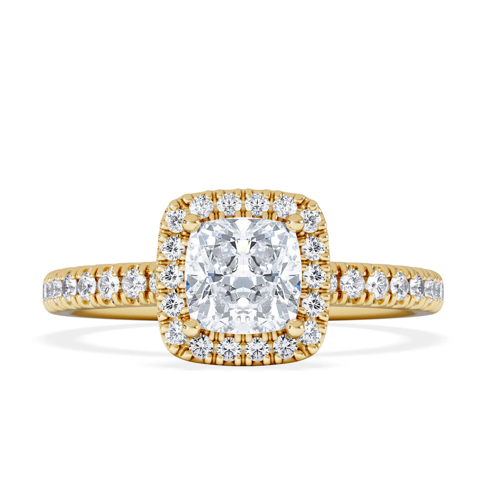 Beatrice GIA Diamond Halo Engagement Ring in 18K Gold 1.25ct G/SI2