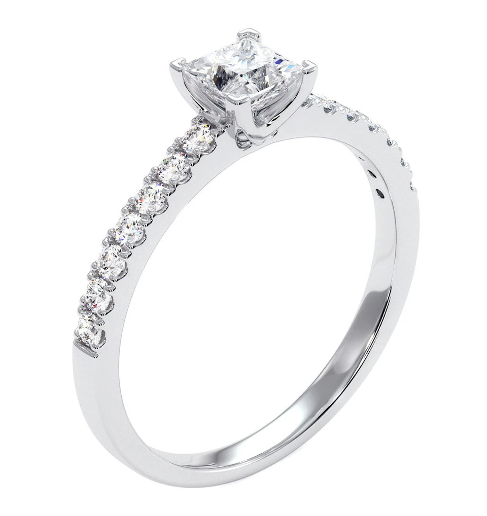 Katerina Princess Diamond Engagement Ring 18KW Gold 0.85ct G/VS1