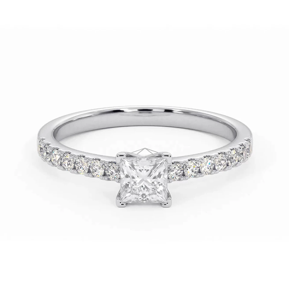 Katerina Lab Princess Diamond Engagement Ring 18KW Gold 0.85ct F/VS1