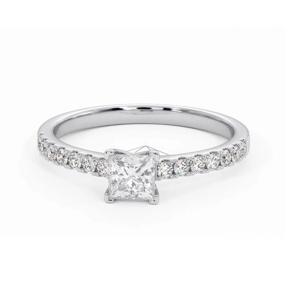 Katerina Lab Princess Diamond Engagement Ring 18KW Gold 0.85ct F/VS1