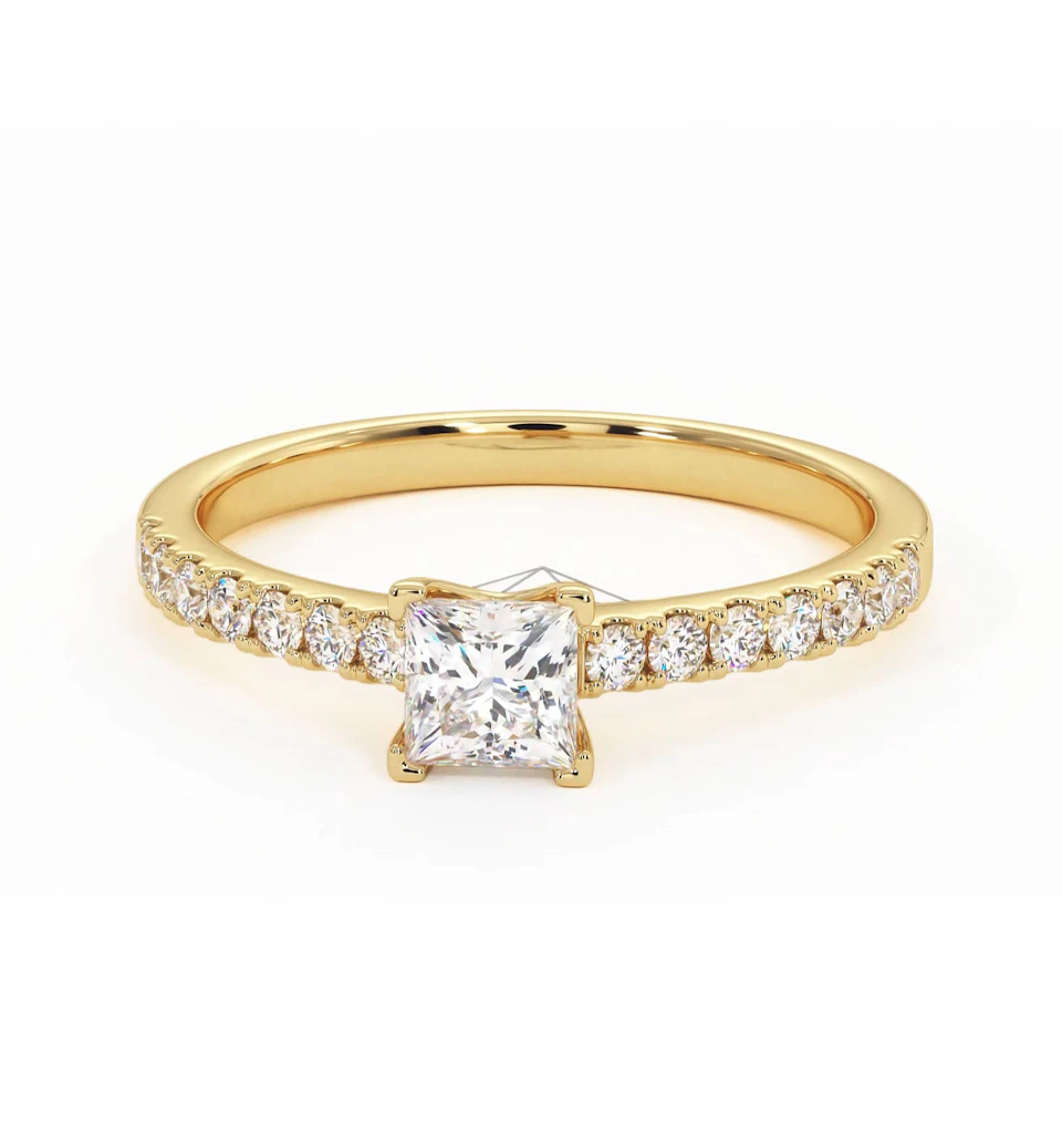Katerina Lab Princess Diamond Engagement Ring 18K Gold 0.85ct F/VS1
