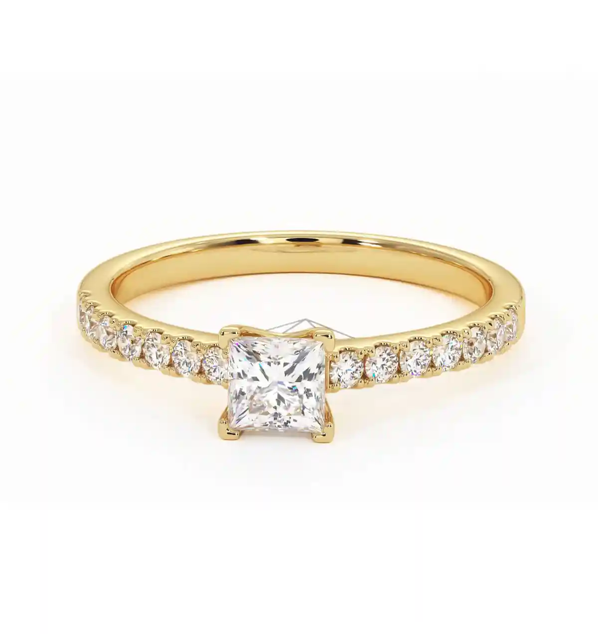 Katerina Lab Princess Diamond Engagement Ring 18K Gold 0.85ct F/VS1