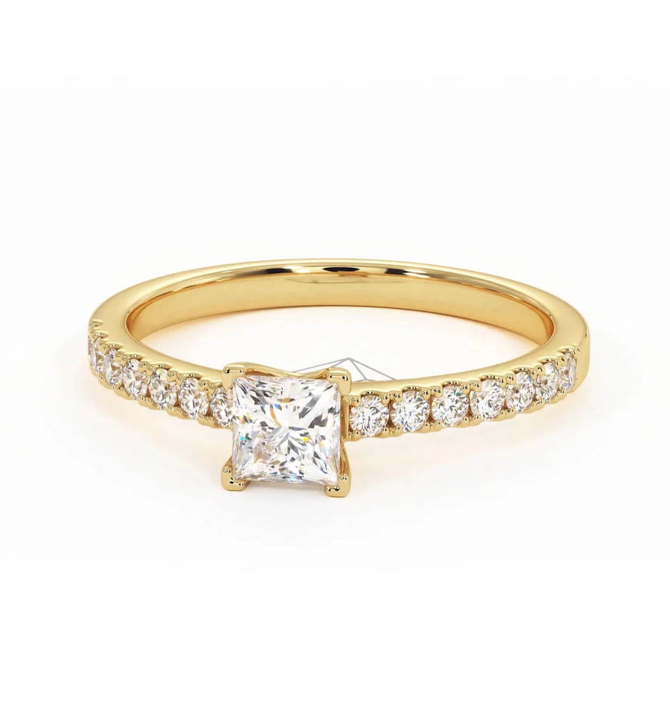 Katerina Lab Princess Diamond Engagement Ring 18K Gold 0.85ct F/VS1