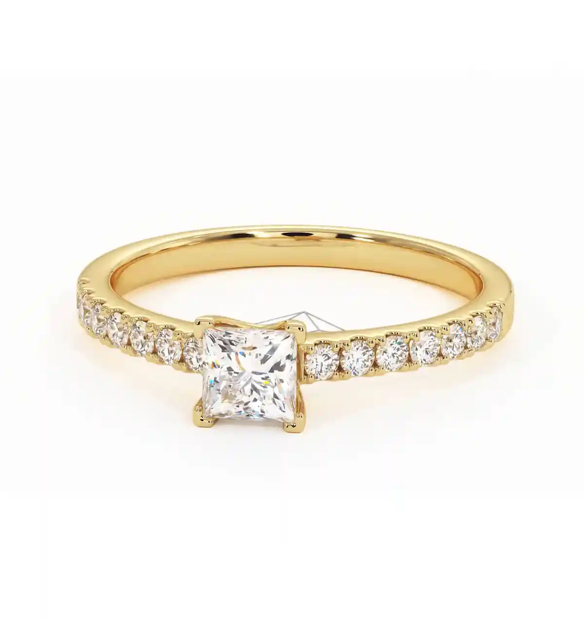 Katerina Lab Princess Diamond Engagement Ring 18K Gold 0.85ct F/VS1