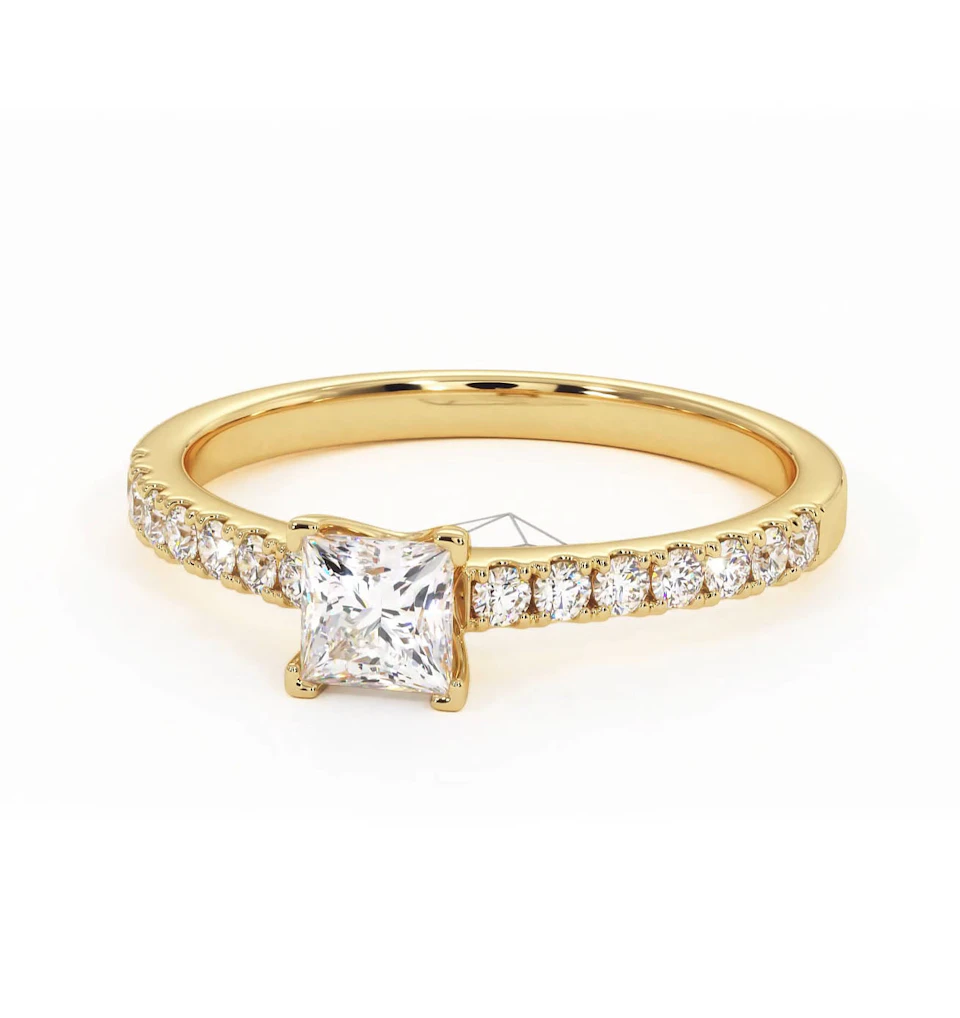 Katerina Lab Princess Diamond Engagement Ring 18K Gold 0.85ct F/VS1