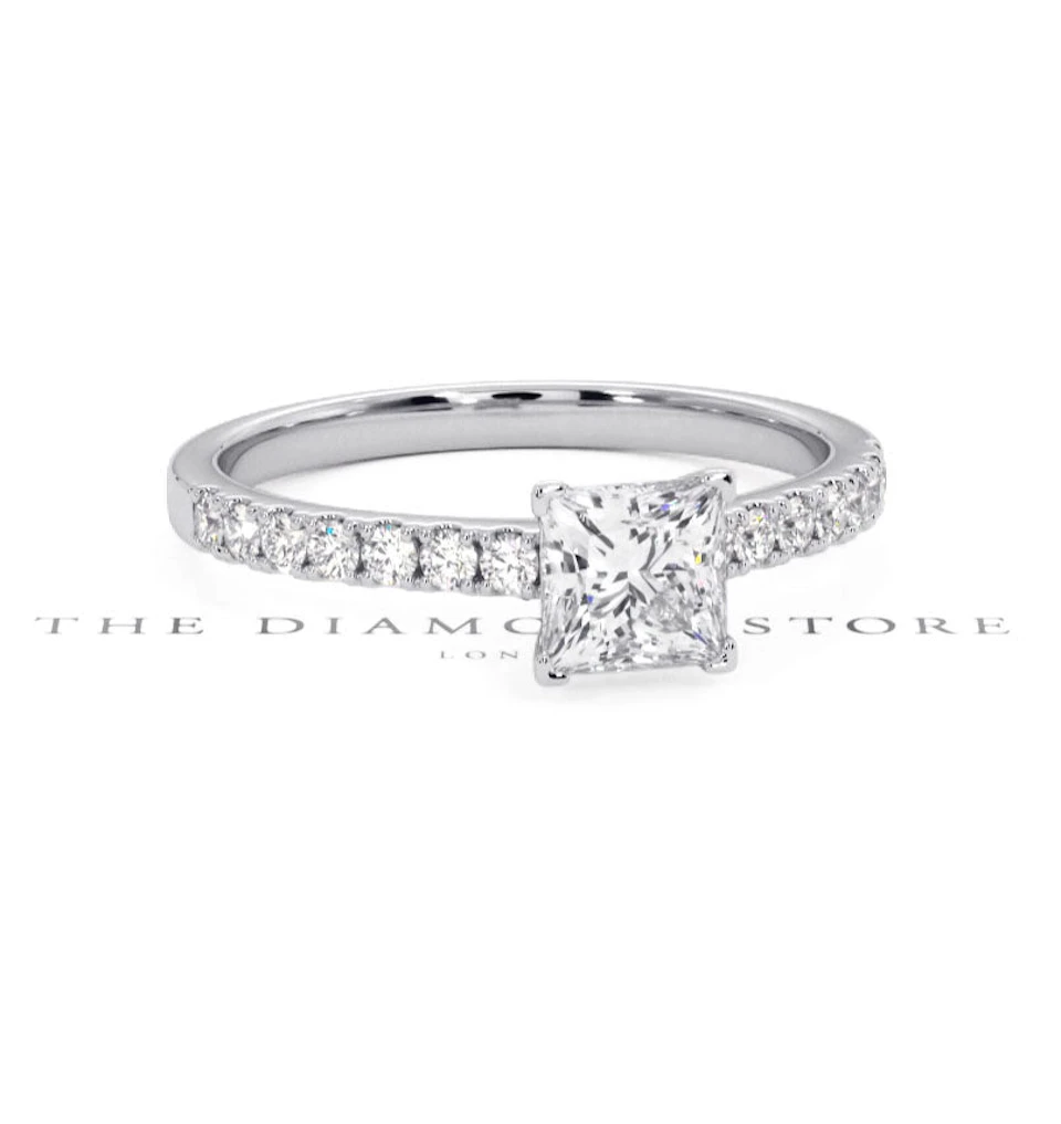 Katerina GIA Princess Diamond Engagement Ring 18KW Gold 1.15ct G/SI2