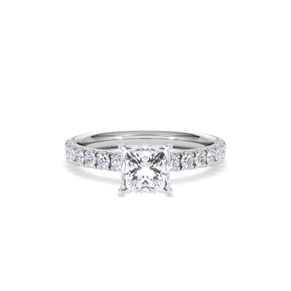 2.10ct Katerina Lab Princess Diamond Engagement Ring 18KW Gold F/VS1