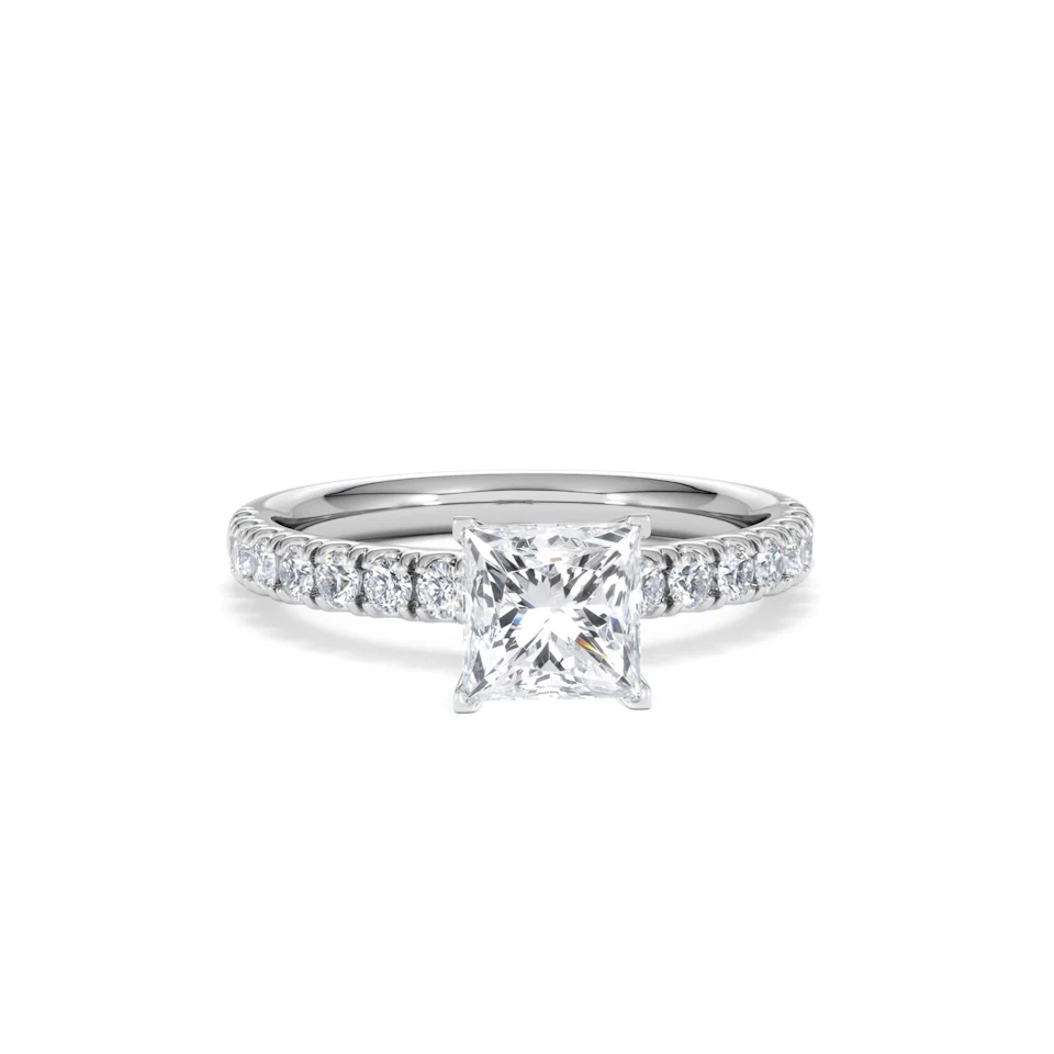 2.10ct Katerina Lab Princess Diamond Engagement Ring 18KW Gold F/VS1