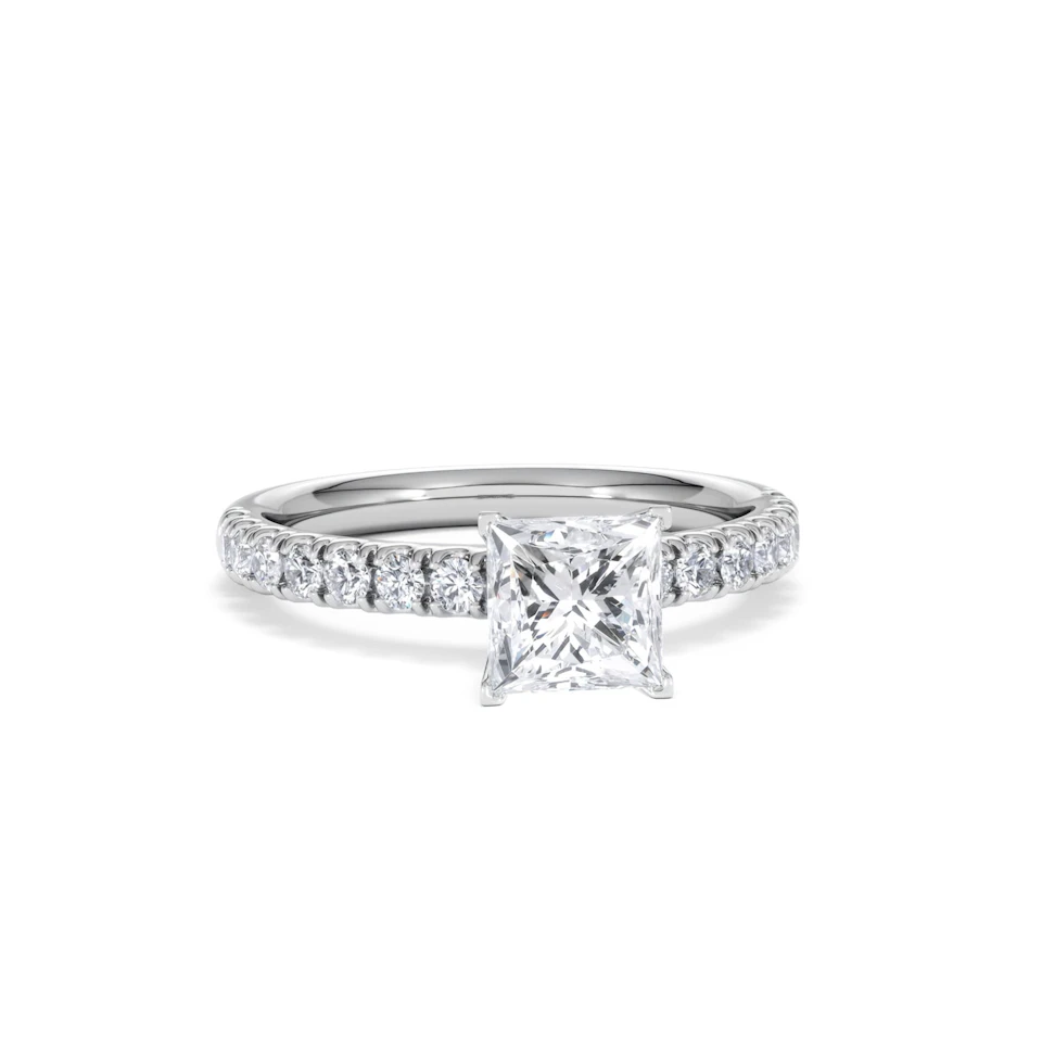 2.10ct Katerina Lab Princess Diamond Engagement Ring 18KW Gold F/VS1