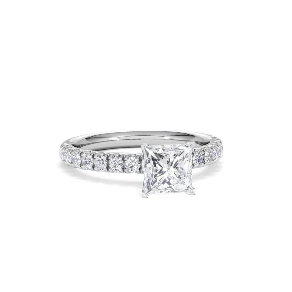 2.10ct Katerina Lab Princess Diamond Engagement Ring 18KW Gold F/VS1