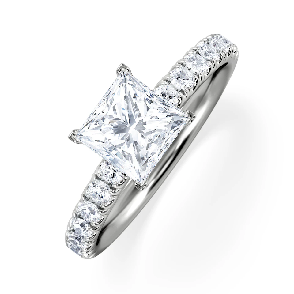 Katerina Lab Princess Diamond Engagement Ring 18KW Gold 1.55ct F/VS1