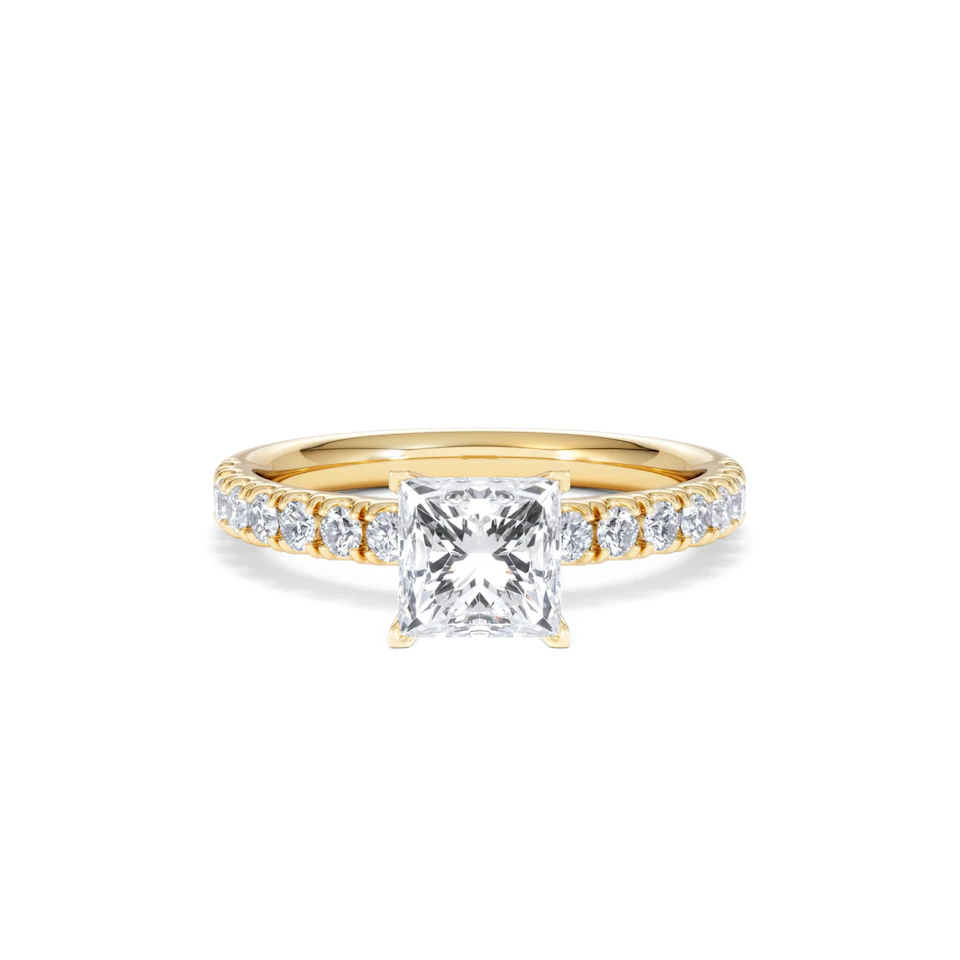 2.10ct Katerina Lab Princess Diamond Engagement Ring 18K Gold F/VS1