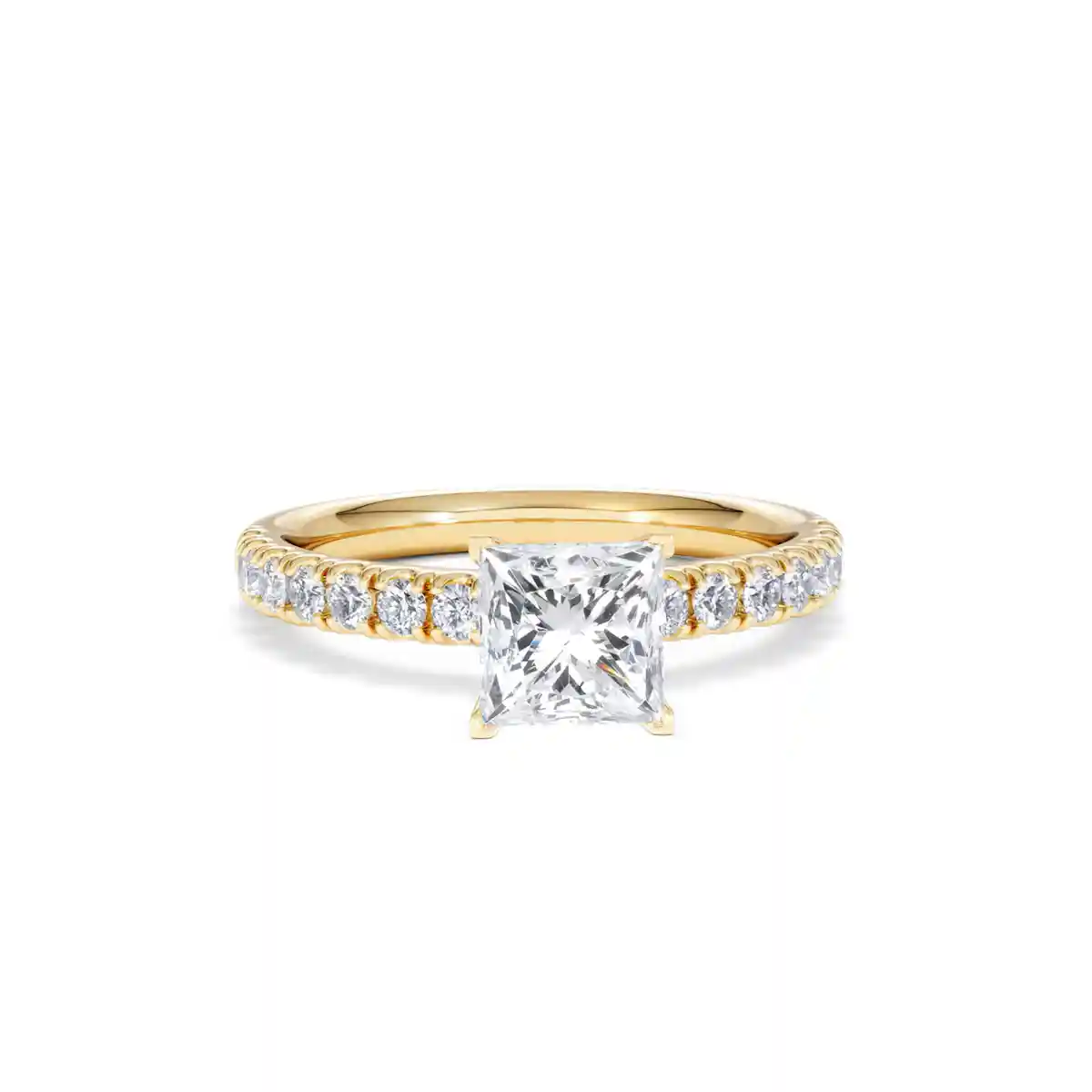 2.10ct Katerina Lab Princess Diamond Engagement Ring 18K Gold F/VS1