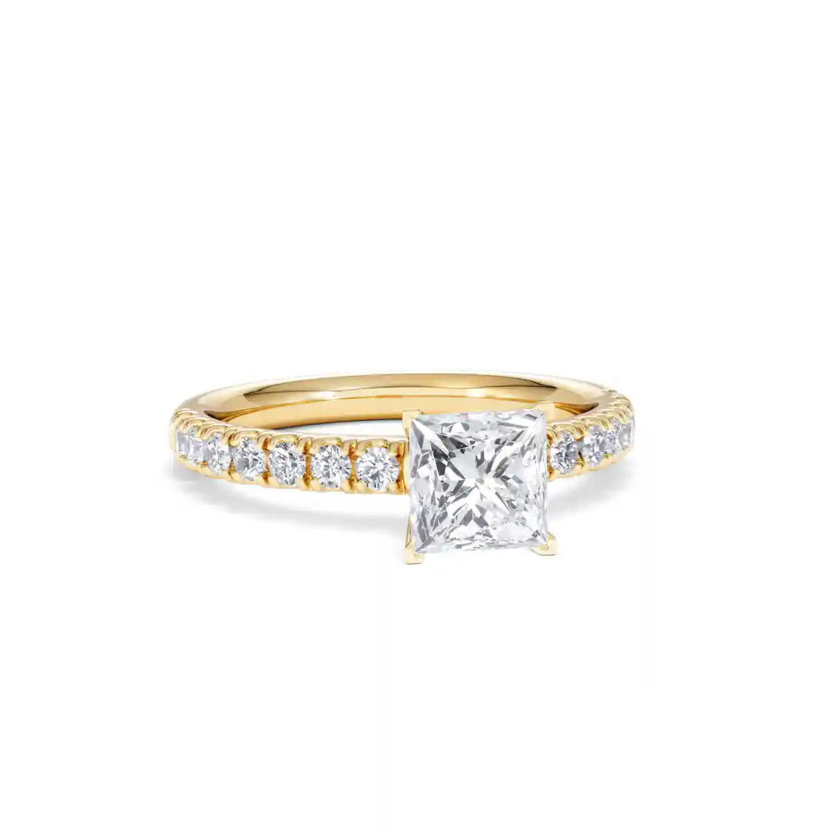 2.10ct Katerina Lab Princess Diamond Engagement Ring 18K Gold F/VS1