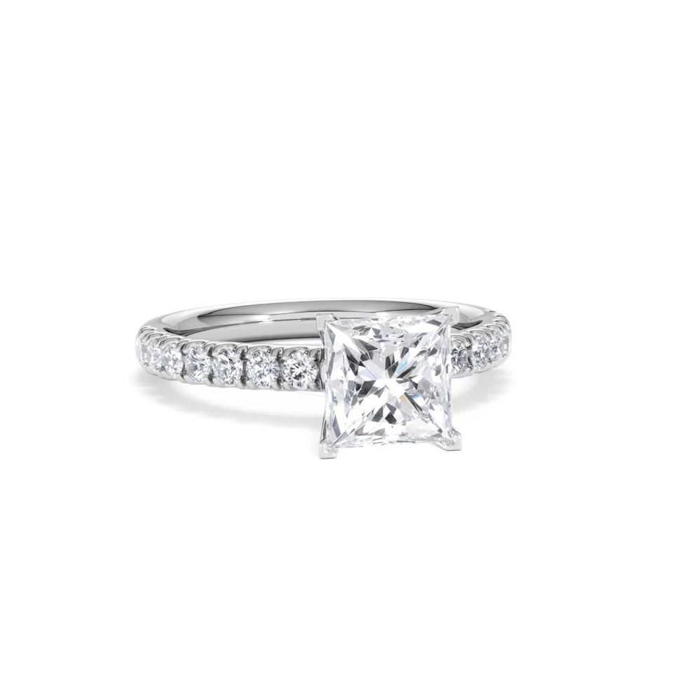 2.10ct Katerina Lab Princess Diamond Engagement Ring 18KW Gold F/VS1