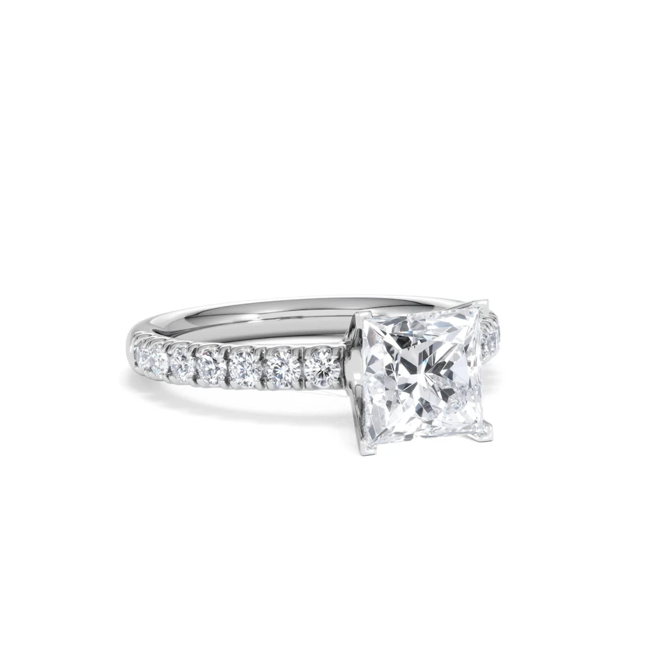 2.10ct Katerina Lab Princess Diamond Engagement Ring 18KW Gold F/VS1