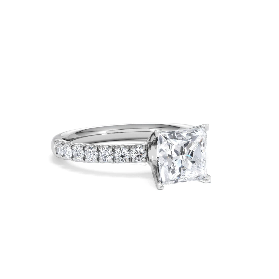 2.10ct Katerina Lab Princess Diamond Engagement Ring 18KW Gold F/VS1