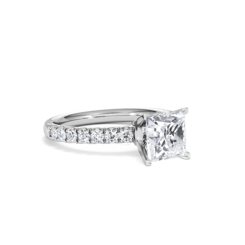 2.10ct Katerina Lab Princess Diamond Engagement Ring 18KW Gold F/VS1