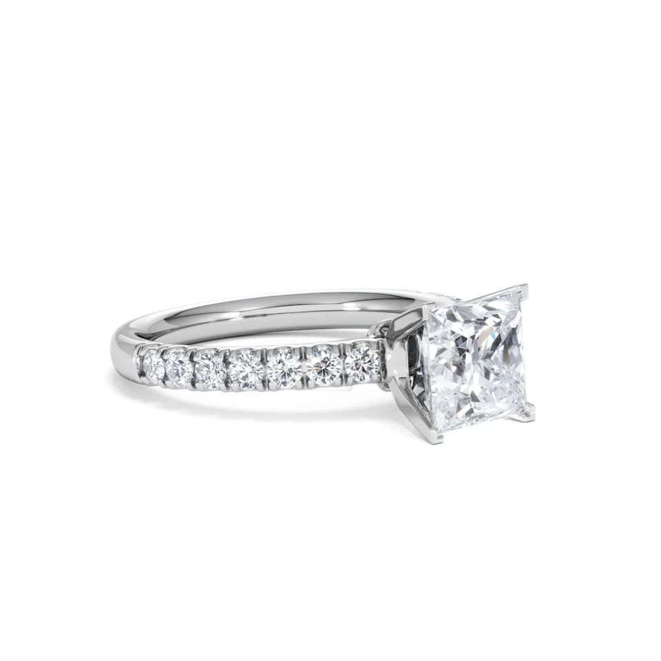 2.10ct Katerina Lab Princess Diamond Engagement Ring 18KW Gold F/VS1