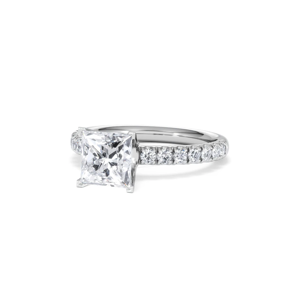 2.10ct Katerina Lab Princess Diamond Engagement Ring 18KW Gold F/VS1
