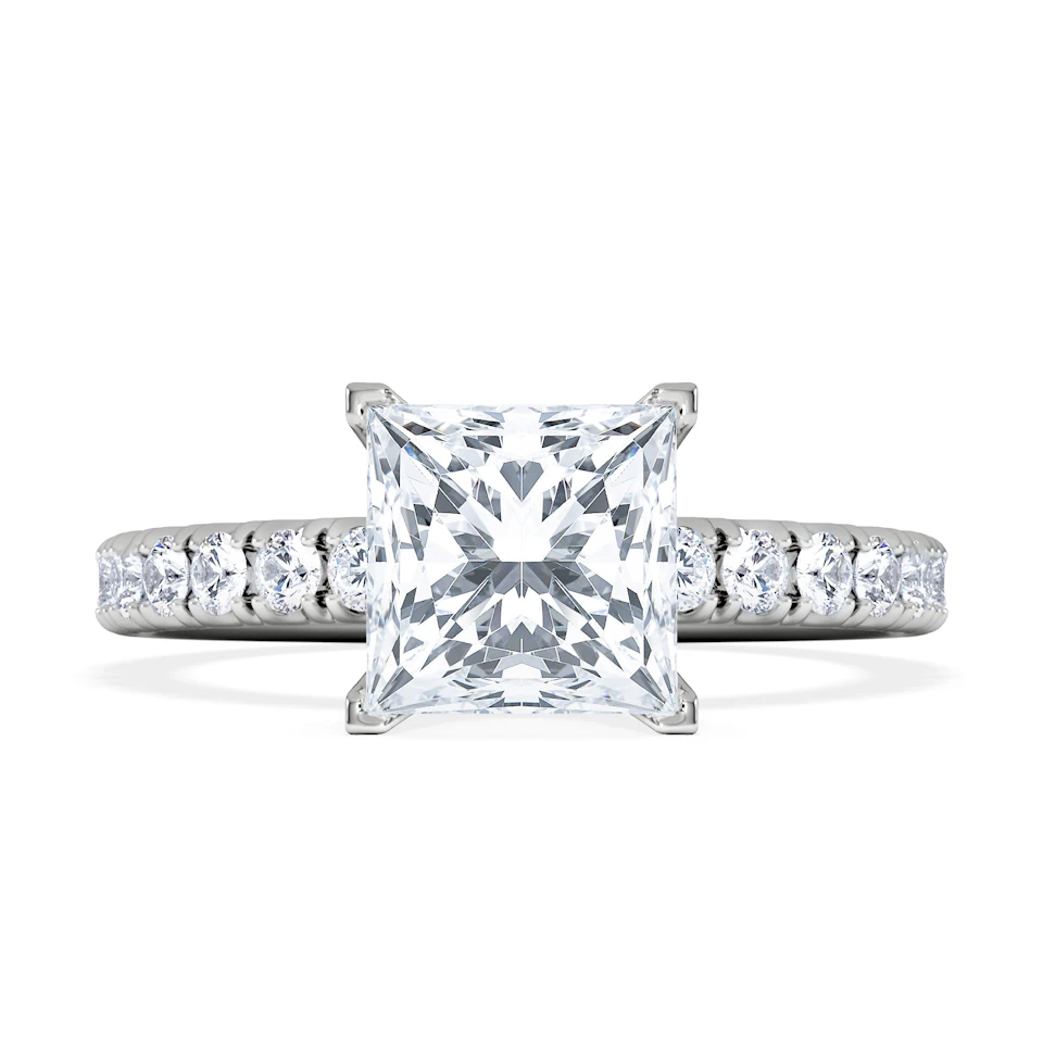 2.10ct Katerina Lab Princess Diamond Engagement Ring Platinum F/VS1