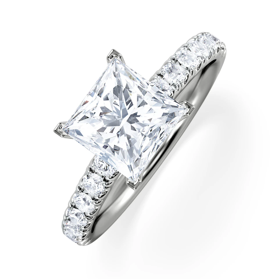 2.10ct Katerina Lab Princess Diamond Engagement Ring 18KW Gold F/VS1