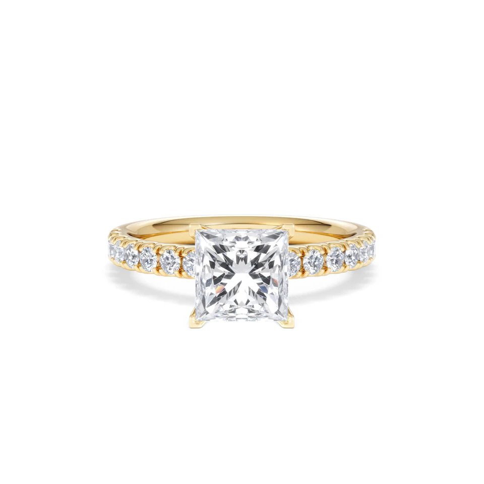 2.10ct Katerina Lab Princess Diamond Engagement Ring 18K Gold F/VS1