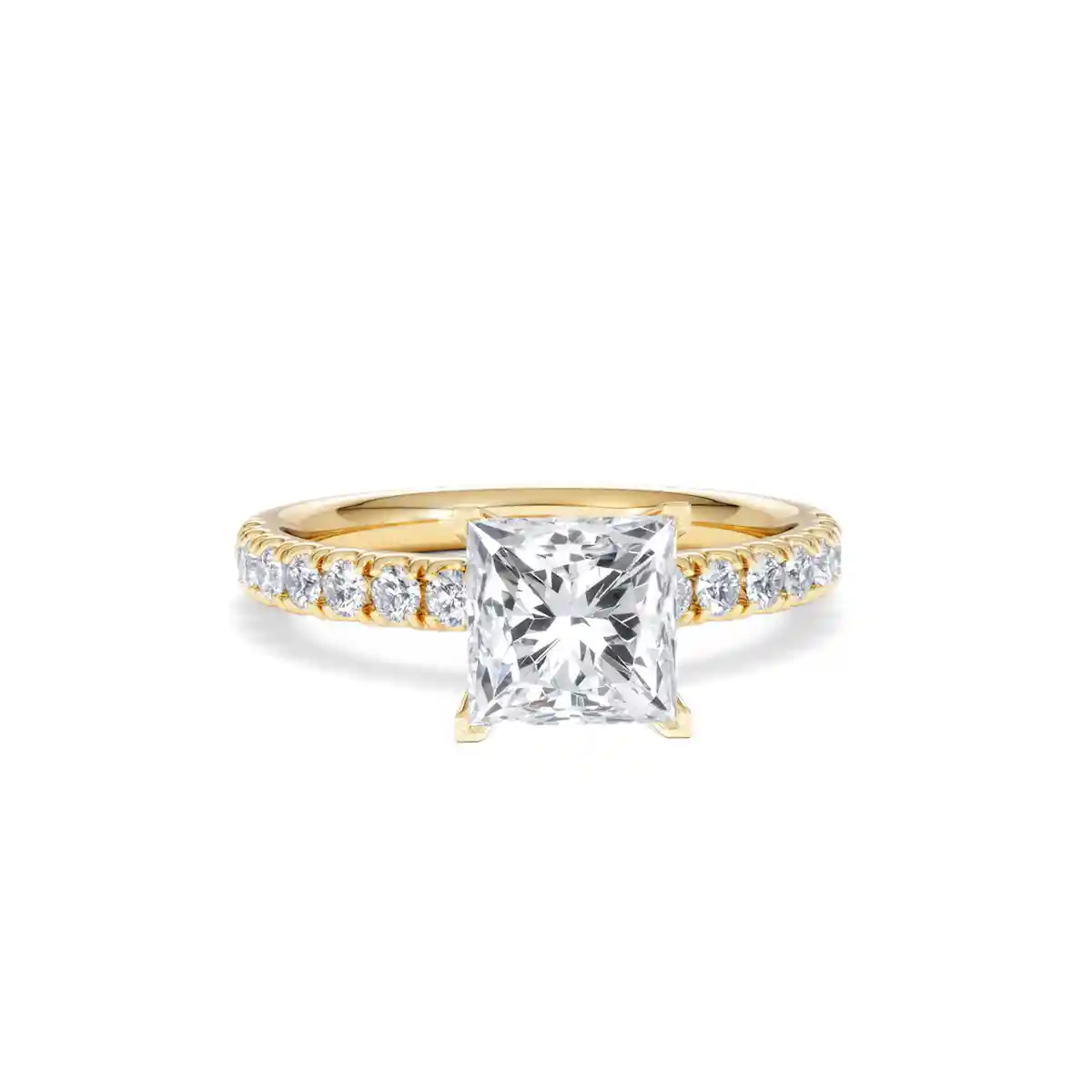 2.10ct Katerina Lab Princess Diamond Engagement Ring 18K Gold F/VS1