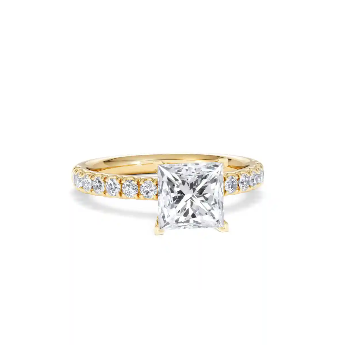 2.10ct Katerina Lab Princess Diamond Engagement Ring 18K Gold F/VS1