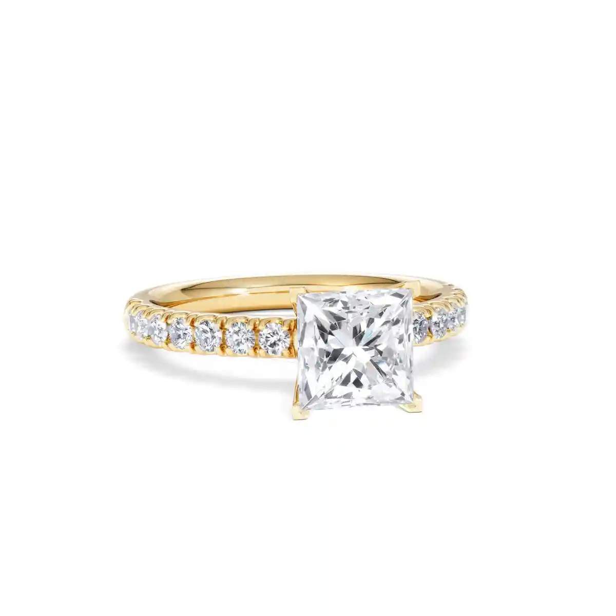 2.10ct Katerina Lab Princess Diamond Engagement Ring 18K Gold F/VS1