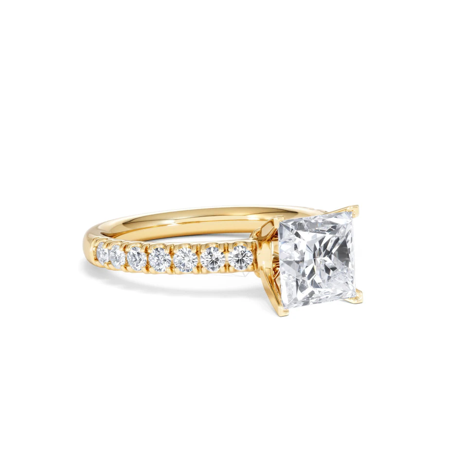 2.10ct Katerina Lab Princess Diamond Engagement Ring 18K Gold F/VS1