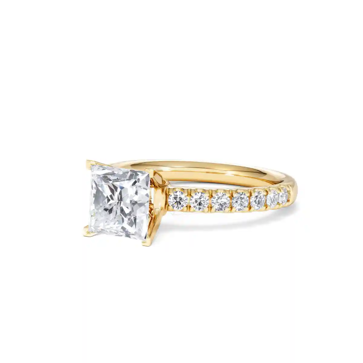 2.10ct Katerina Lab Princess Diamond Engagement Ring 18K Gold F/VS1