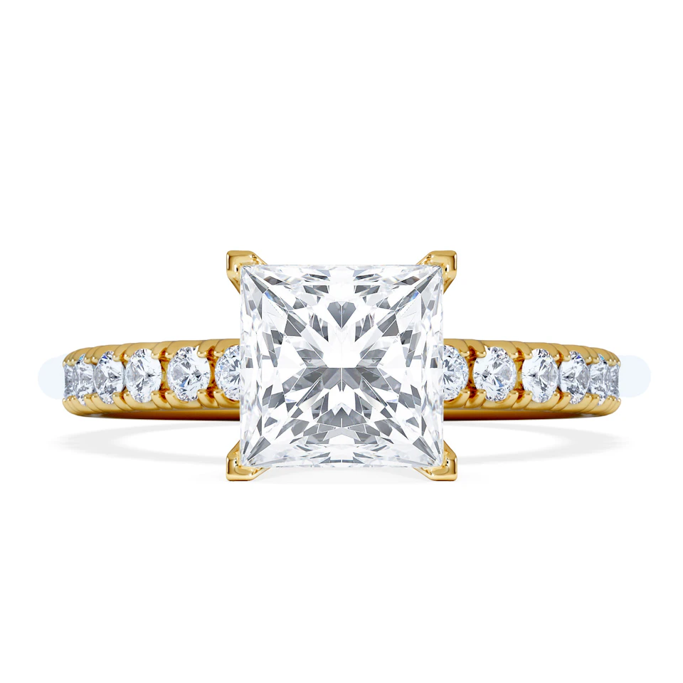 2.10ct Katerina Lab Princess Diamond Engagement Ring 18K Gold F/VS1