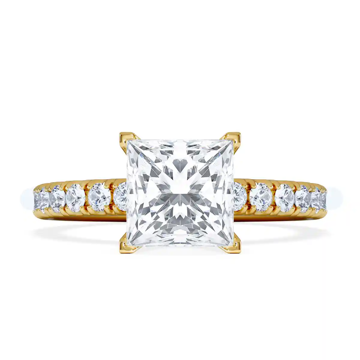 2.10ct Katerina Lab Princess Diamond Engagement Ring 18K Gold F/VS1