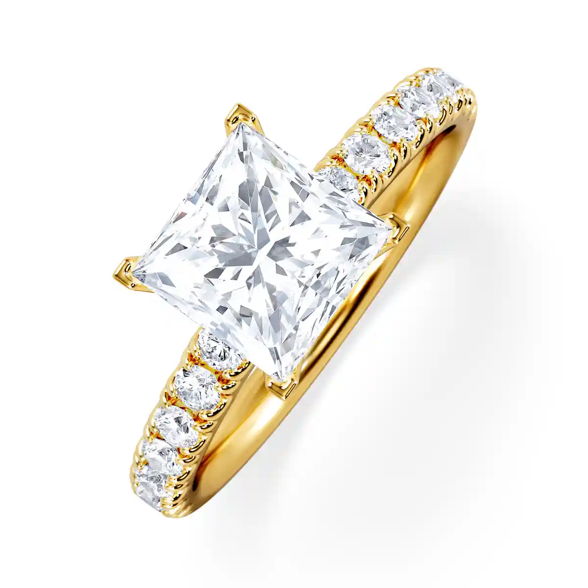 2.10ct Katerina Lab Princess Diamond Engagement Ring 18K Gold F/VS1