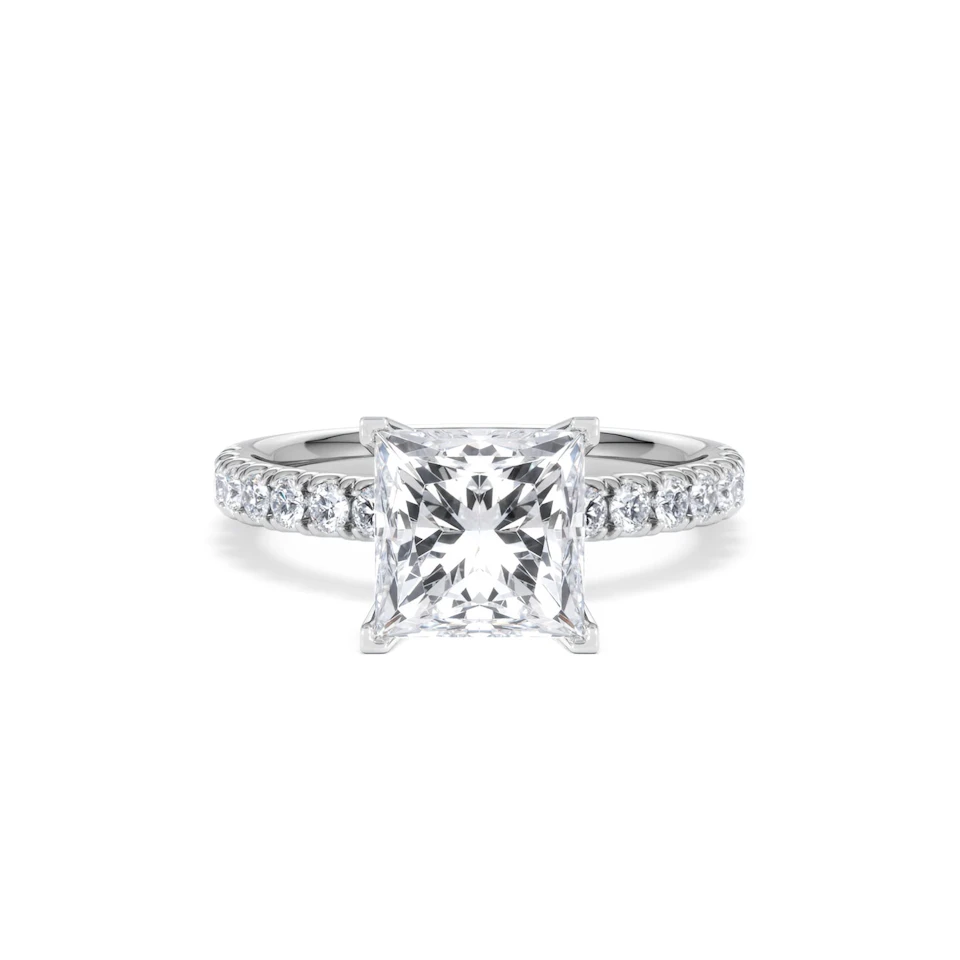 2.60ct Katerina Lab Princess Diamond Engagement Ring 18KW Gold F/VS1