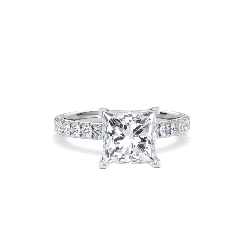 2.60ct Katerina Lab Princess Diamond Engagement Ring 18KW Gold F/VS1