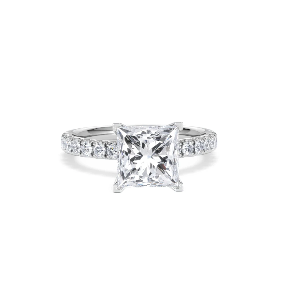 2.60ct Katerina Lab Princess Diamond Engagement Ring Platinum F/VS1
