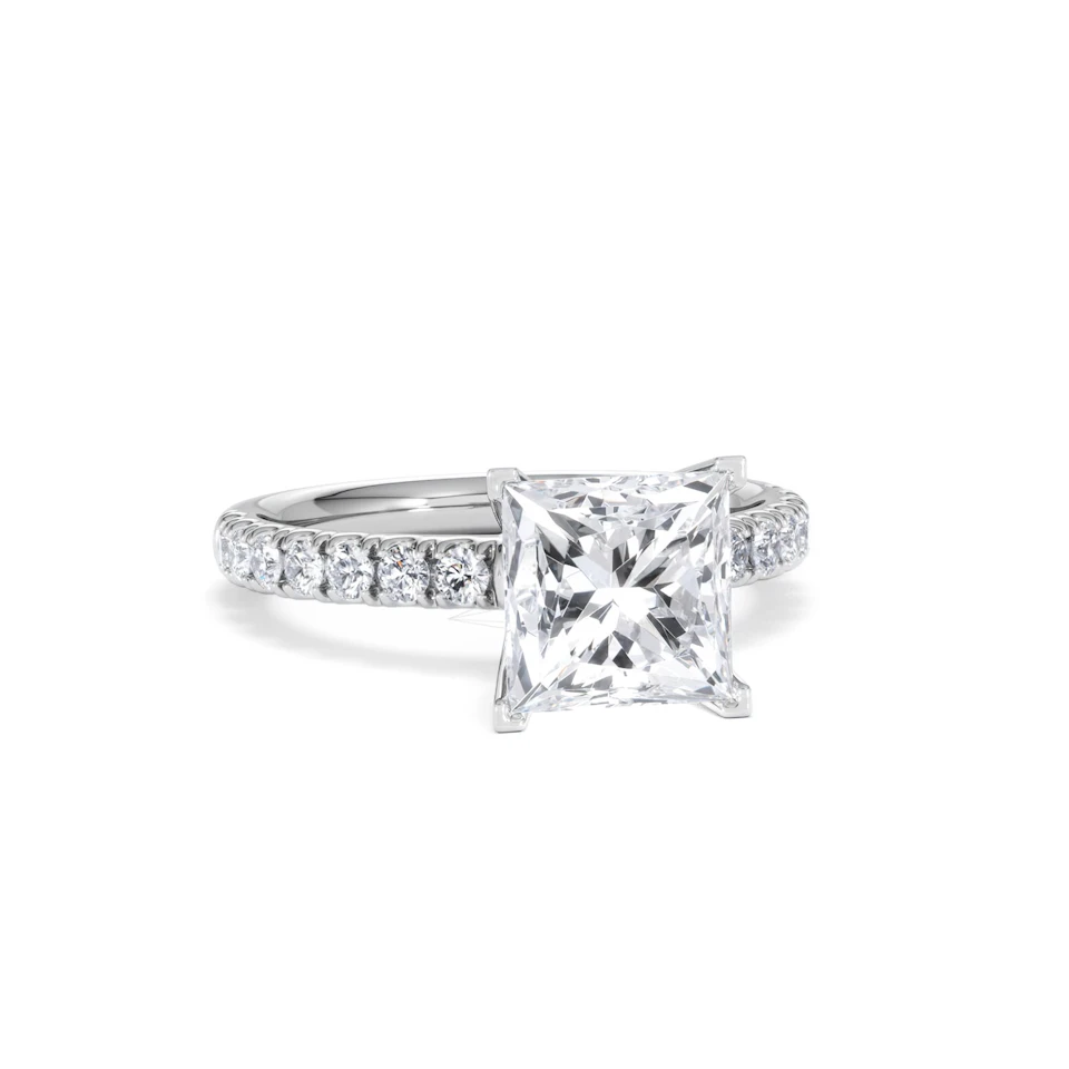 2.60ct Katerina Lab Princess Diamond Engagement Ring 18KW Gold F/VS1