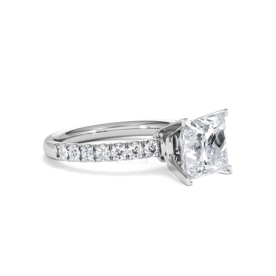 2.60ct Katerina Lab Princess Diamond Engagement Ring 18KW Gold F/VS1