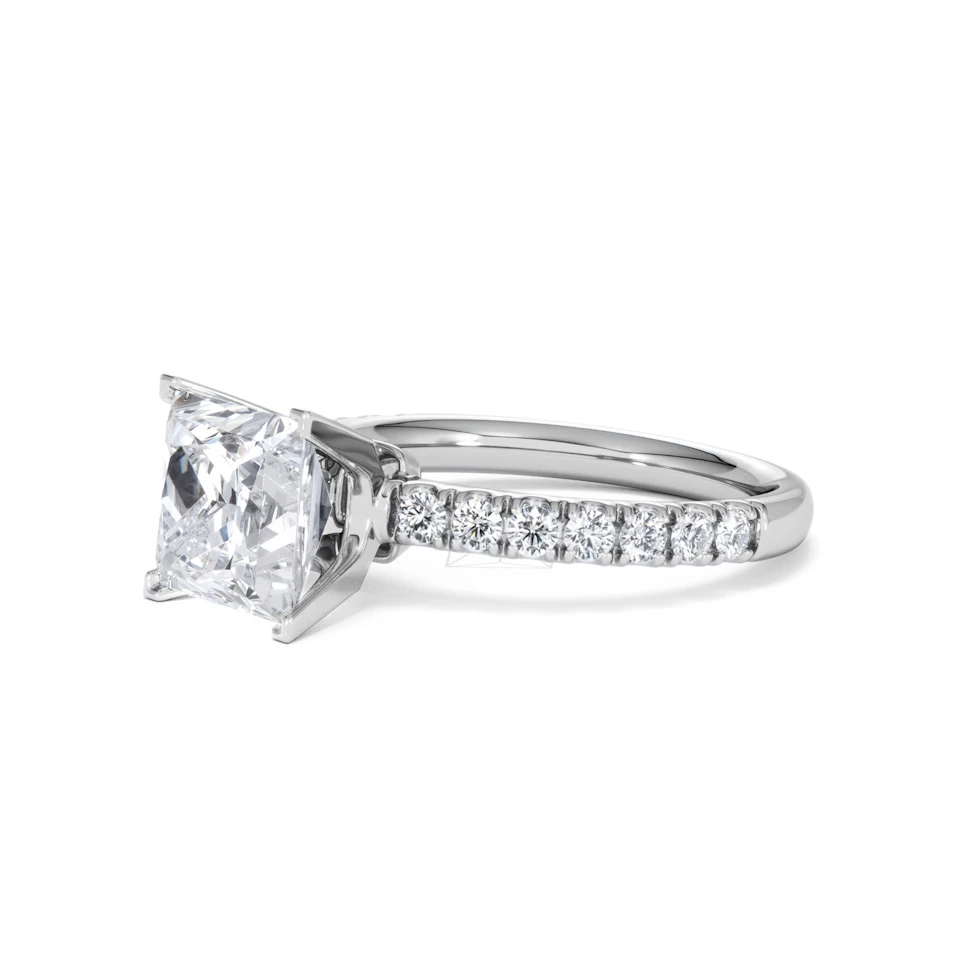 2.60ct Katerina Lab Princess Diamond Engagement Ring Platinum F/VS1