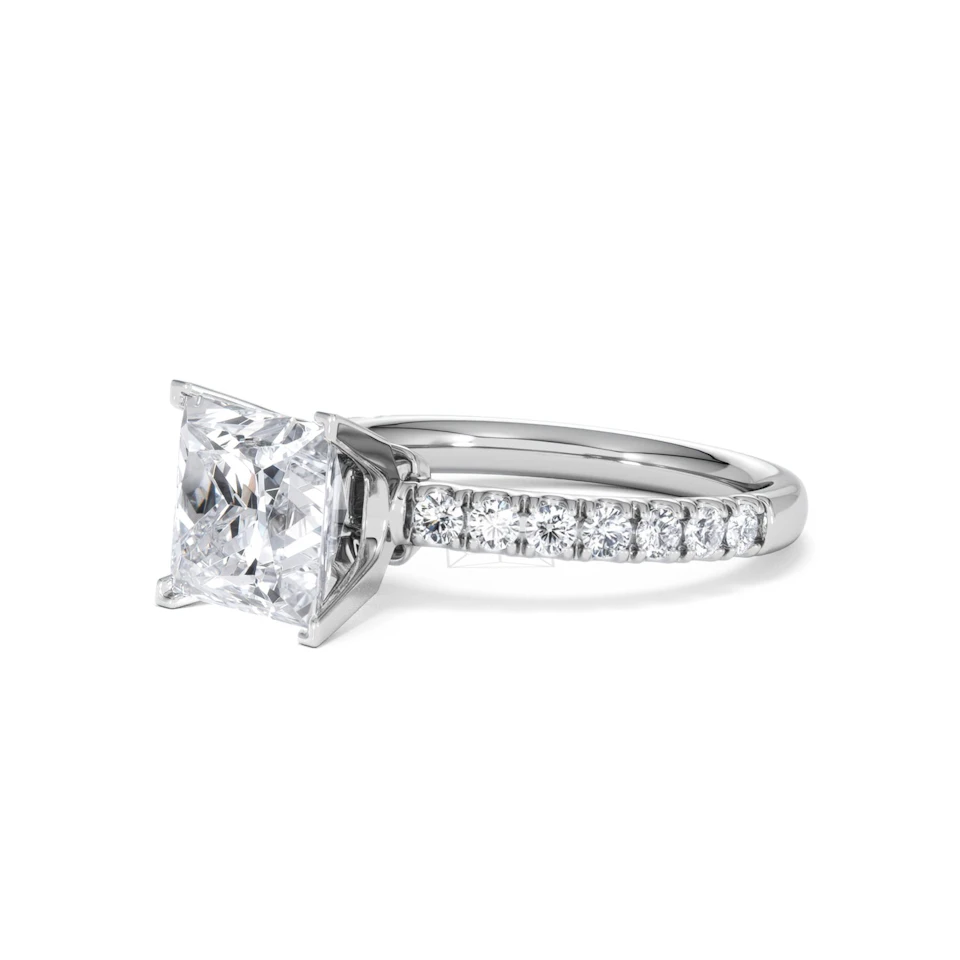 2.60ct Katerina Lab Princess Diamond Engagement Ring 18KW Gold F/VS1