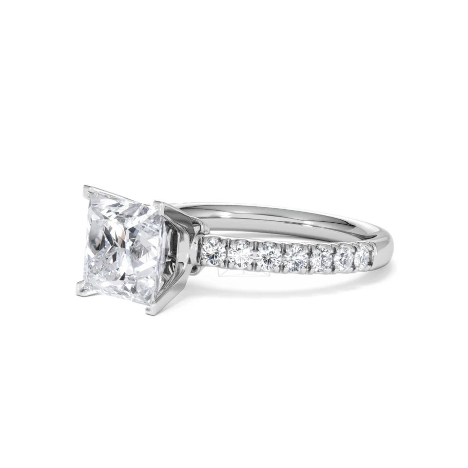 2.60ct Katerina Lab Princess Diamond Engagement Ring Platinum F/VS1