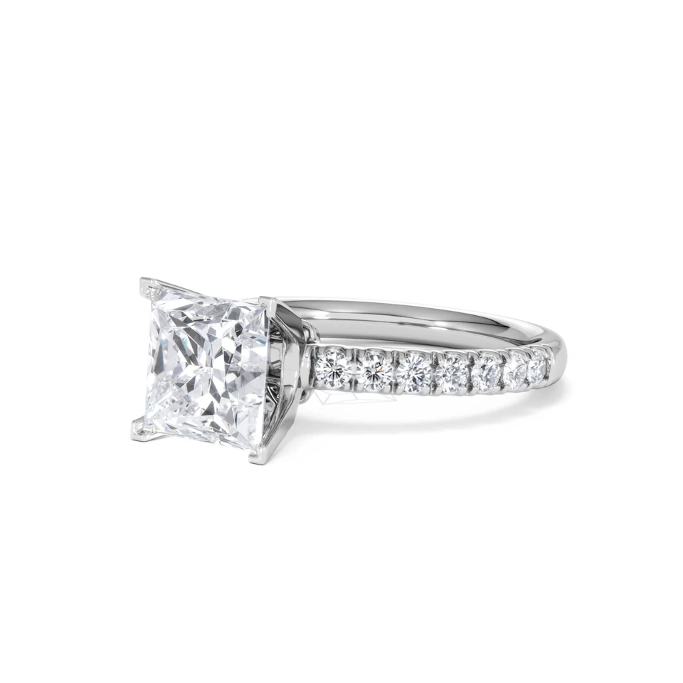 2.60ct Katerina Lab Princess Diamond Engagement Ring 18KW Gold F/VS1