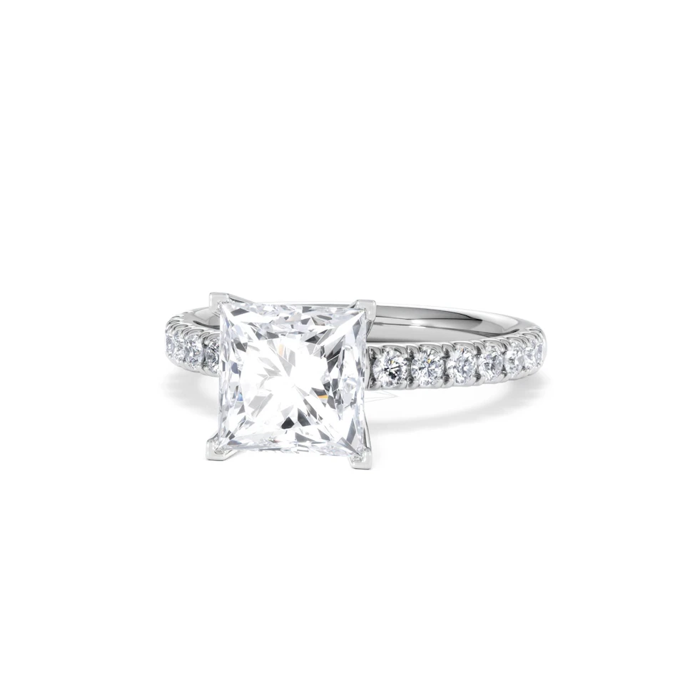 2.60ct Katerina Lab Princess Diamond Engagement Ring 18KW Gold F/VS1